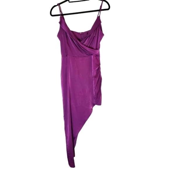 Lulus Dresses & Skirts - Lulu's Satiny Deep Purple Asymmetrical Dress with Relaxed Bustline in Size Large
